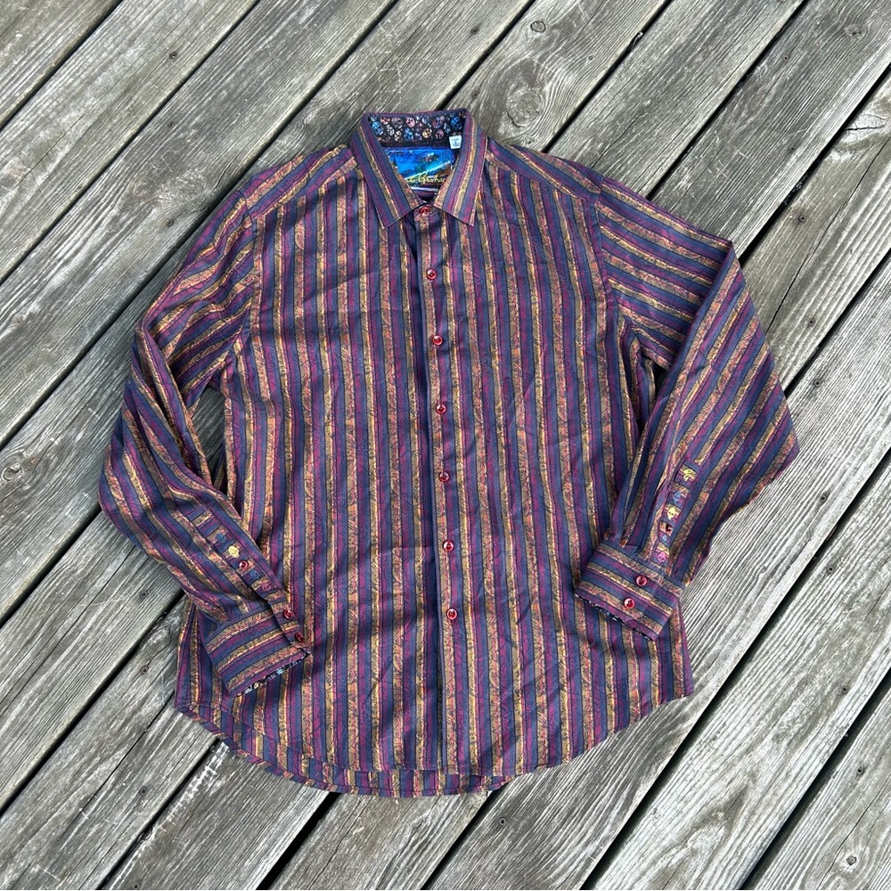 Robert Graham Shirt Mens Large Skull Print Long Sleeve Button Up Classic
